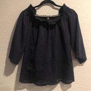 Off the shoulder blouse, navy blue